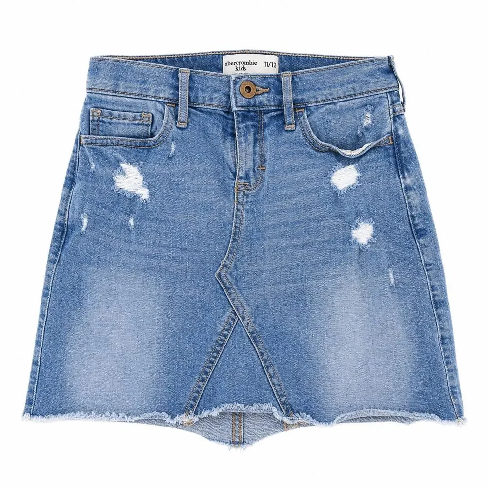 Abercrombie Kids Girls Distressed Denim Skirt 11/12